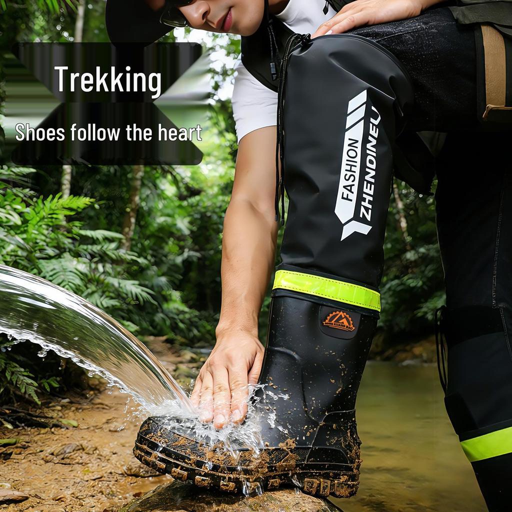 Men's Plus Size Waterproof Over-the-Knee Non-Slip Fishing & Beachcombing Boots