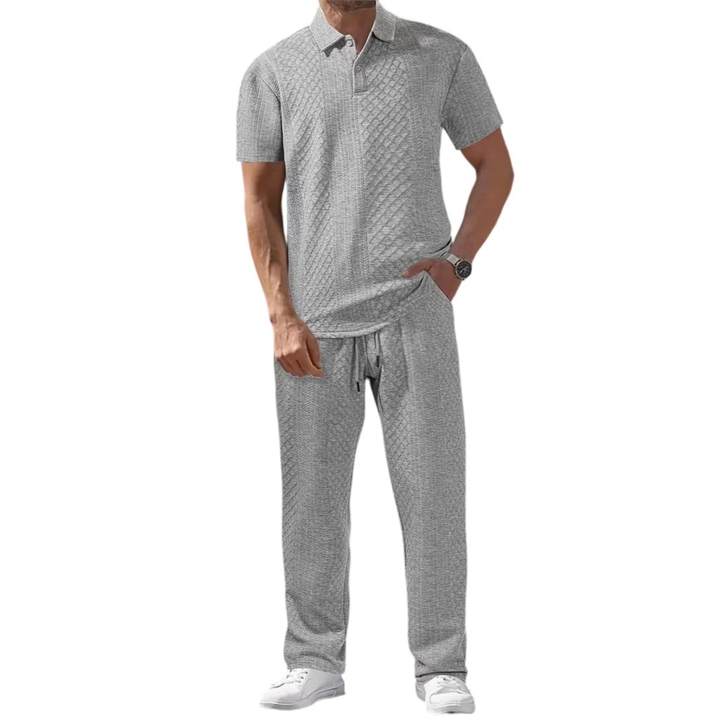 Herren  Sport  Freizeit  Umlegekragen  Kurzarm  Hosen  Set
