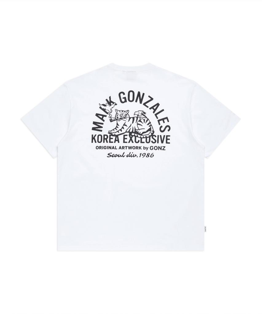 Mark Gonzales Korea Edition Smoking Tiger Short Sleeve T-Shirt - White