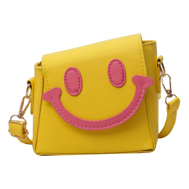 Leather bag Dames Cartoon Schoudertas PU Leer Smiley Gezicht Muntportemonnee Contrasterende Kleur Mode Zadeltas Meisjes Buitentas