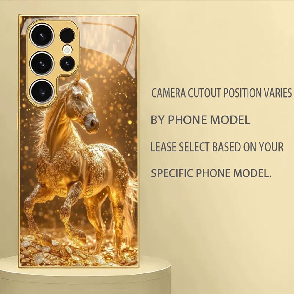 Electroplated Gold Phone Case For Samsung Galaxy S26/S25 Edge/S24/S23/S22 Ultra Featuring Golden Pegasus Design For Good Fortune