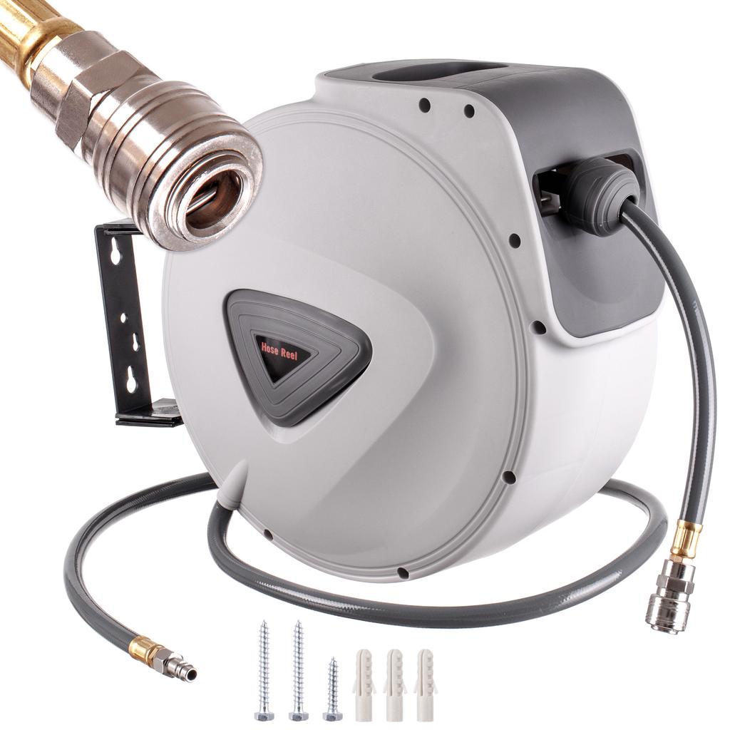 Pneumatic Automatic Hose Reel 15m + 1.4m Quick Connectors Drum