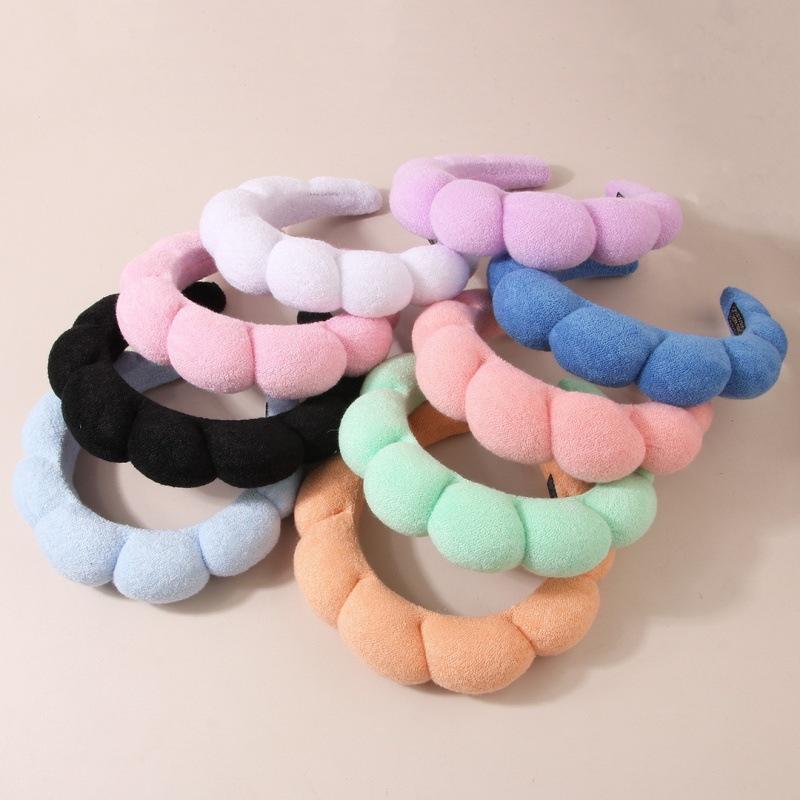 1pcs Fashion Microfiber Washing Wristbands Scrunchies Puffy Headband Spa Bubble Headband for Washing Face Makeup Shower Skincare