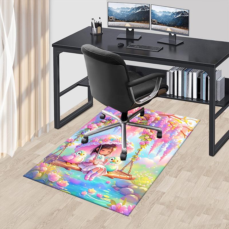 

1pc Anime Cartoon Design Office Chair Mat - Cute Girl with Umbrella and Birds, Suitable for Home Decor, Seasonal Gift, Universal for All Seasons.H028 60cm by 90cm