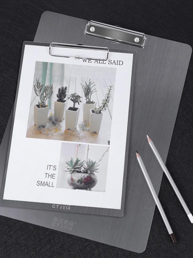 Chuntian Stainless Steel Clipboard with File Clip and Sticky Note Holder, A4/A3 Size
