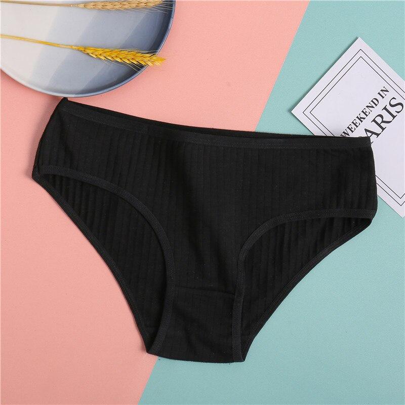 FINETOO Cotton Women's Briefs Solid Color Long Johns M-XL Mm Soft Briefs Girls Striped Underwear Comfortable Panties Women's Underwear