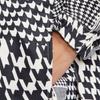 Nike Houndstooth Irregular Splicing Side Slit Full Zip Collar Long Sleeve Trench Coat Women Outerwear Black FB8273-104