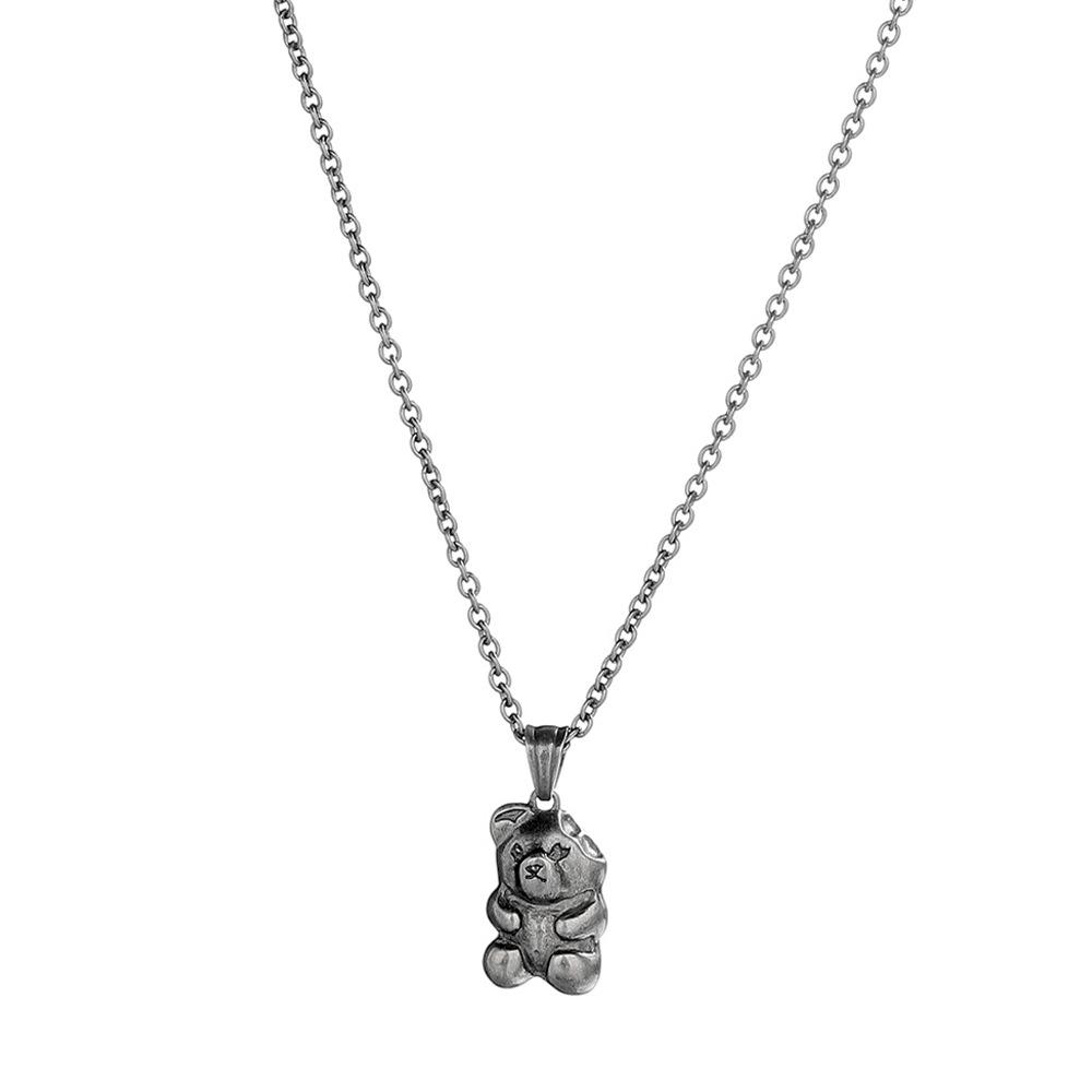 

Ретро милая подвеска-медвежонок для мужчин: Длинная цепочка для свитера из титановой стали античный серебряного