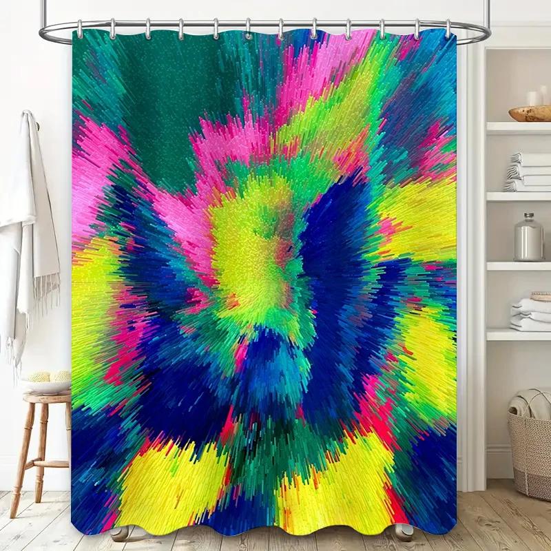 

Brightly Colored Shower Curtain With Vibrant Patterns Perfect For Adding A Pop Of Color To Your Bathroom Decor! W60H190(CM)-1 Pcs