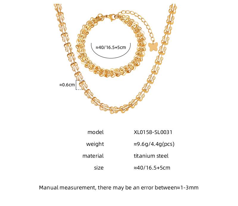 European & American Ins-Style High-End Light Luxury Butterfly Necklace & Titanium Steel Bracelet Set