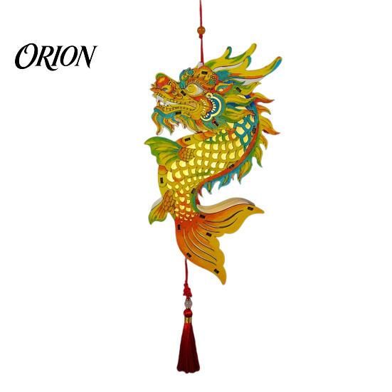 Portable Lantern Toy Chinese Dragon Fish Kit, DIY Coloring Crafts for Mid-Autumn Holiday Decoration Festival, Handmade Handheld Wooden Assembly