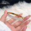 Gold-Tone Titanium Steel Zircon Bracelet for Women, Luxurious Plain Band, Couple's Ring-Inspired Hand Jewelry, New Style