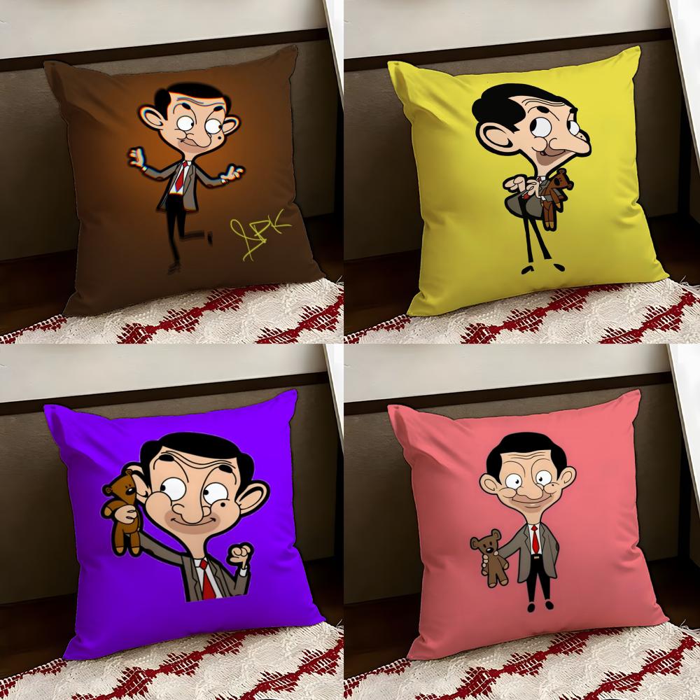 Mr BBean Cartoon Cushion Cover Reversible Soft Durable Pillow Cover Home Car MultiScene Use for Daily Comfort