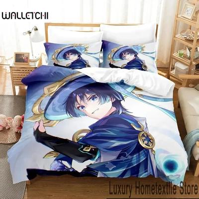 Anime Hra Genshin Impact Scaramouche Ložní souprava Chlapci Dívky Twin Queen King Size Povlak na peřinu Povlak na polštář Postel chlapci Dospělý
