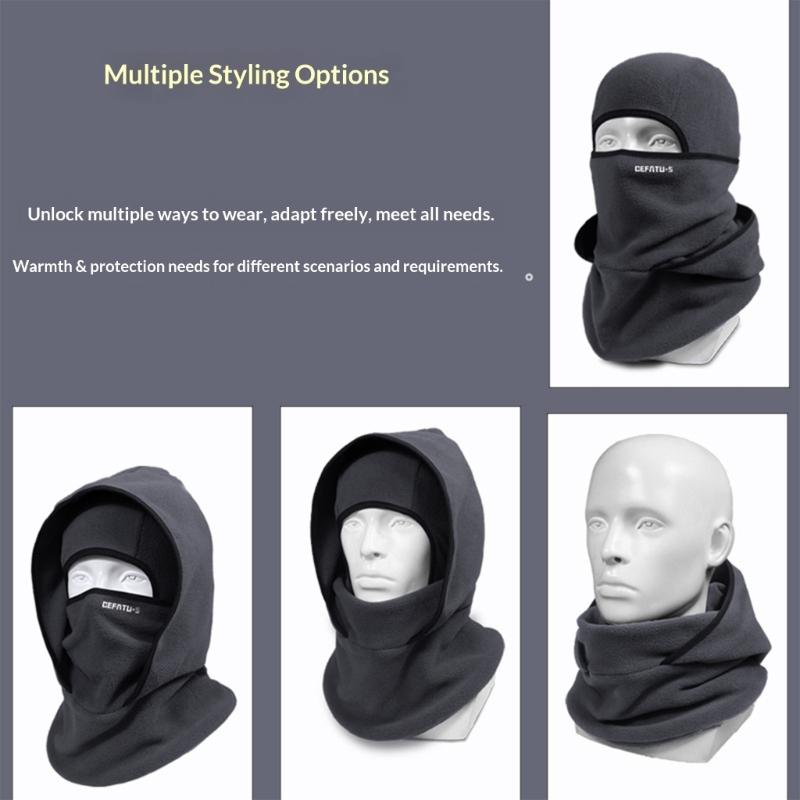 Winter Warm Headgear, Hat-Neck-Mask Integrated Outdoor Windproof Face Cover for Cycling & Ski Sports