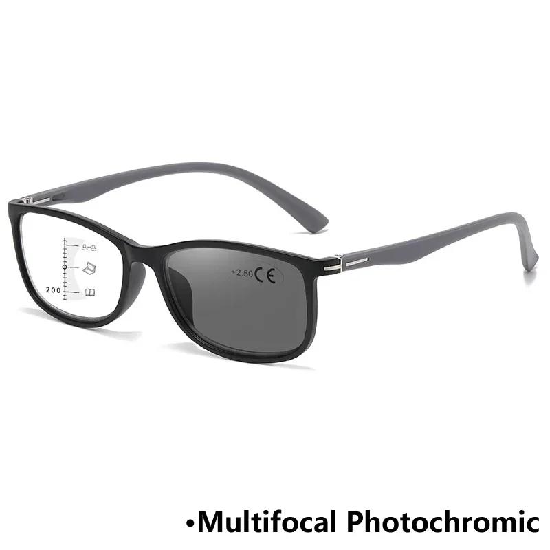 Fashion Square Multifocal Photochromic Reading Glasses Anti Blue Light Glasses Optical Prescription Eyeglasses +1.0 TO +4.0
