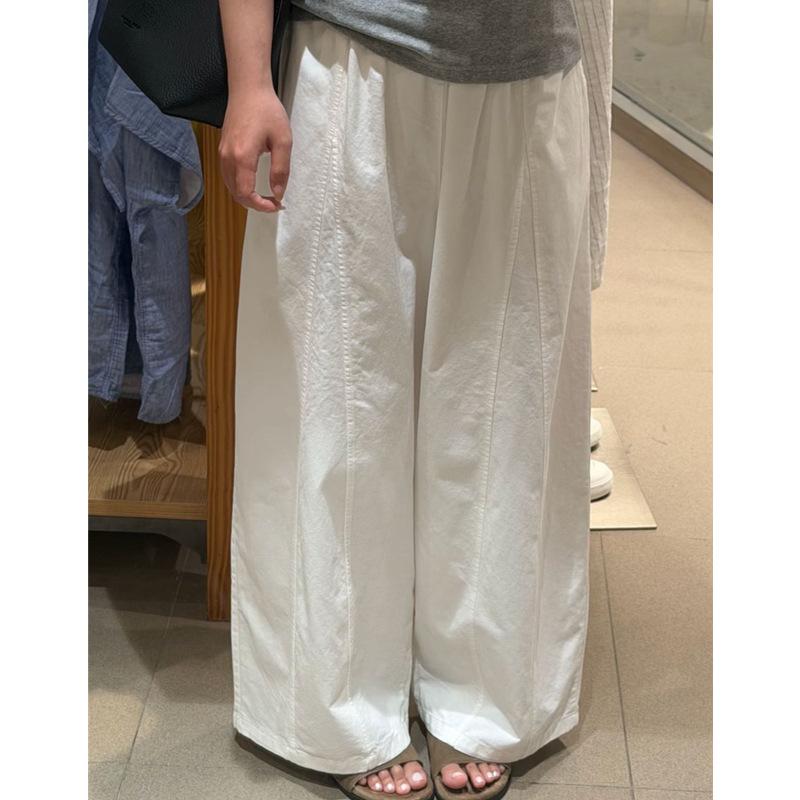 Women's High Rise Wide Leg Pants Loose Fit Versatile Polyester Trousers Draped Lazy Style Culotte Ankle Length Pants