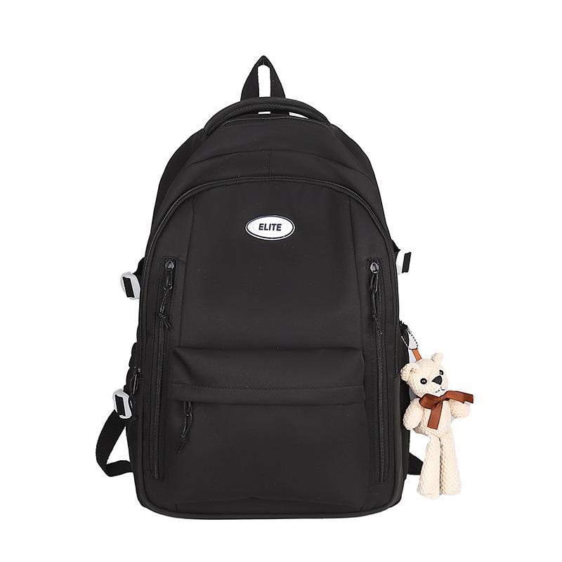 Schoolbag Summer New Backpack Women's Versatile Large-capacity Japanese Schoolbag High School College Student Backpack Solid Color Pendant Cloth Bag