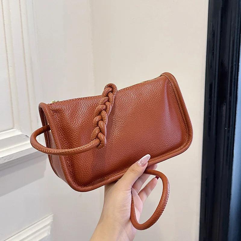 

100%Real Cowhide Genuine Leather Sac Fashion Women Crossbody Bags for Ladies High Capacity Shoulder Bag Handbag Female Purse 22x8x14cm