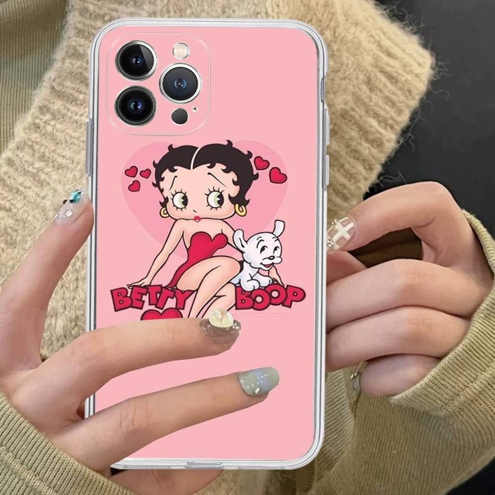 Animation B-Betty Boop Transparent TPU Phone Case For IPhone 17 11 12 13 14 15 16 Pro Max 16 Plus Cover