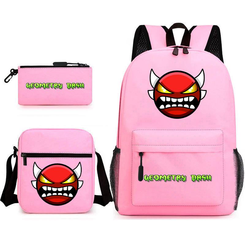 Geometry Sprint Game Backpack Geometry Dash Heat Transfer Backpack Elementary School Bag Leisure Bag