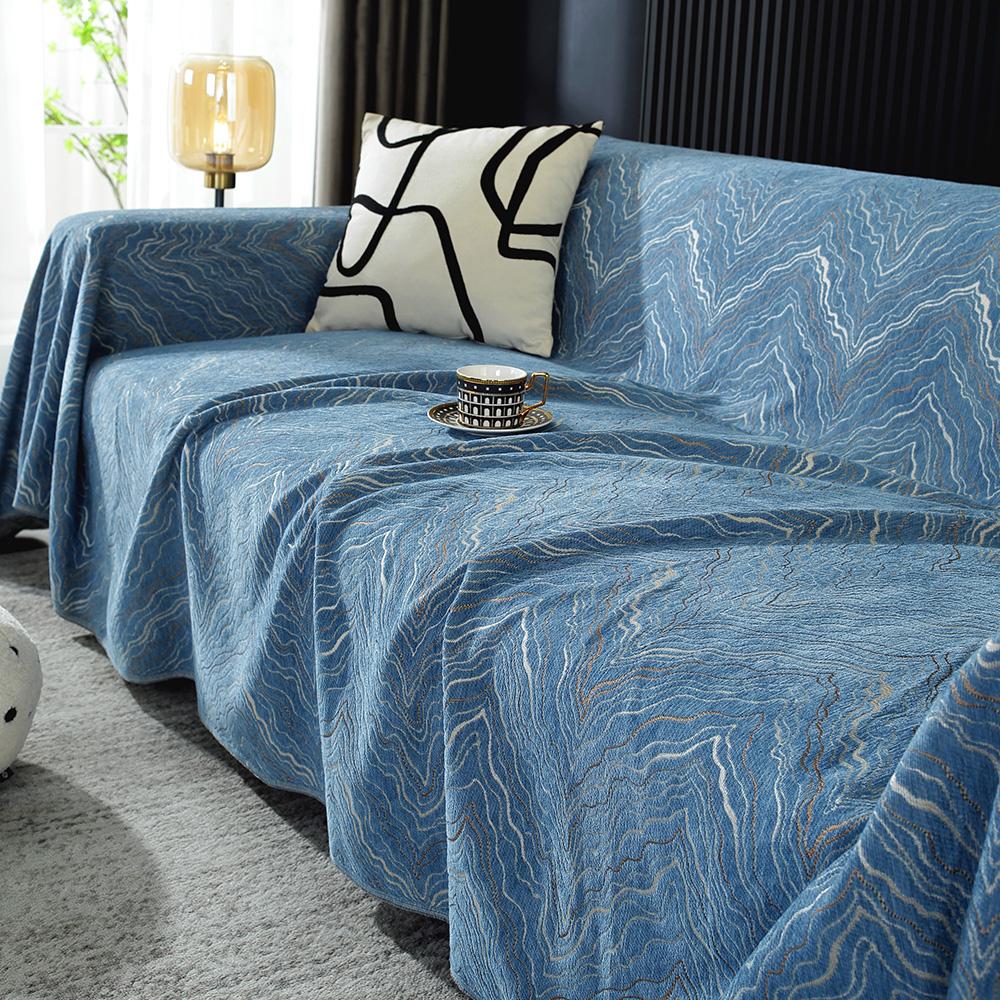 Chenille-Sofahandtuch mit Bergmuster für das Wohnzimmer, Wohndekor im nordischen Stil mit Quastenkanten, Dreisitzer-Sofagarnitur