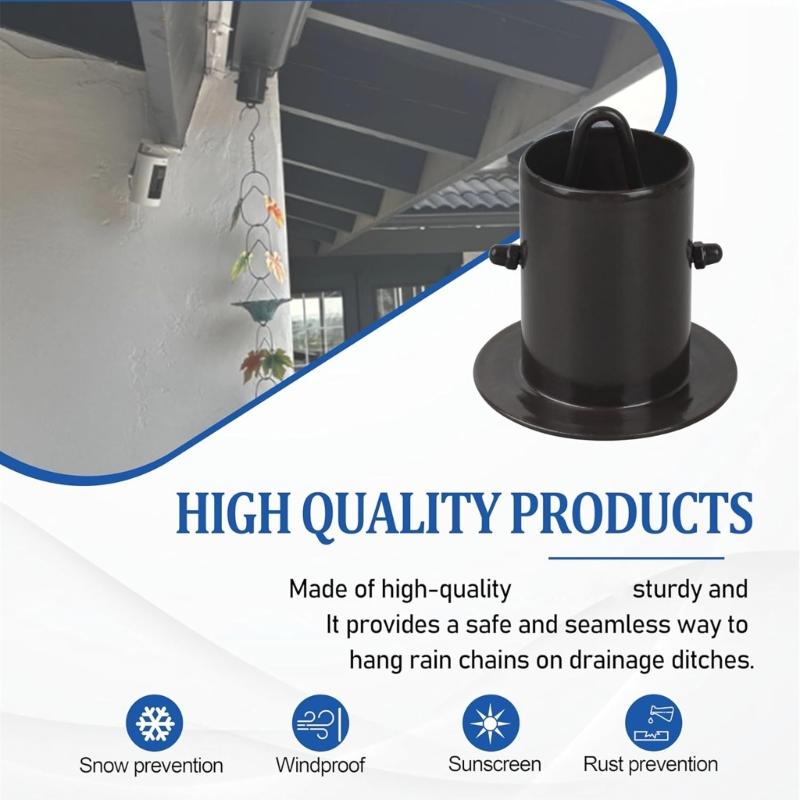 Metal Gutter To Rain Chain Connector Rainwater Guide Adapter Features Bottom V Hook for Secure Attachment