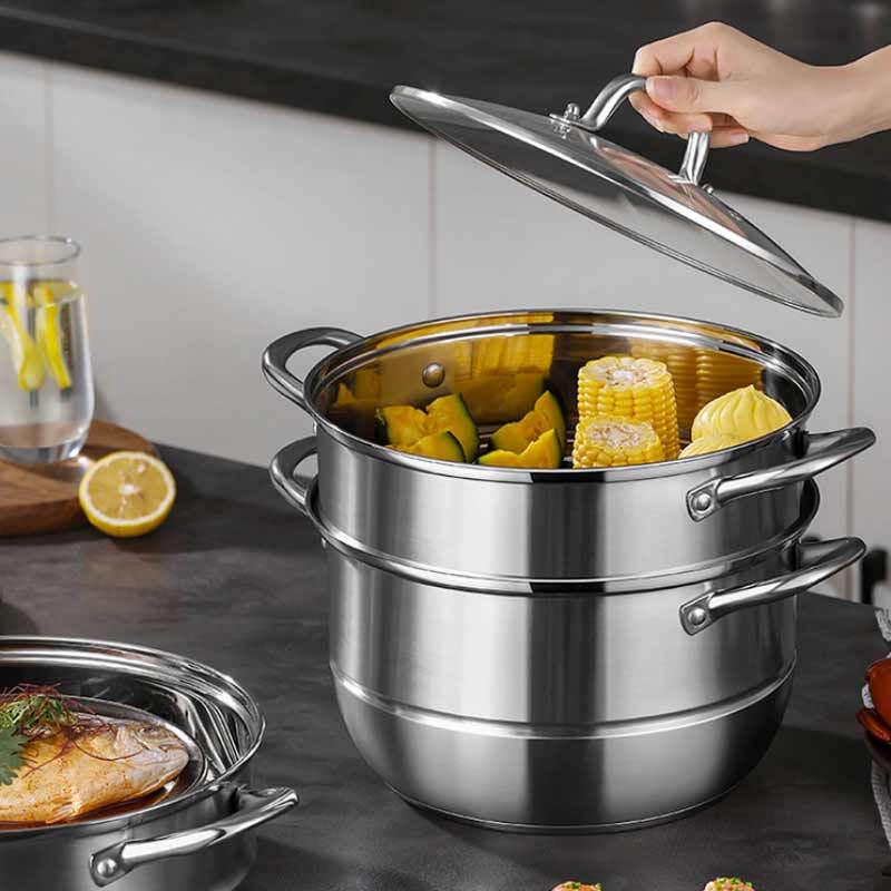 DESLONG Langyue 3-Layer 304 Stainless Steel Multi-Purpose Steamer