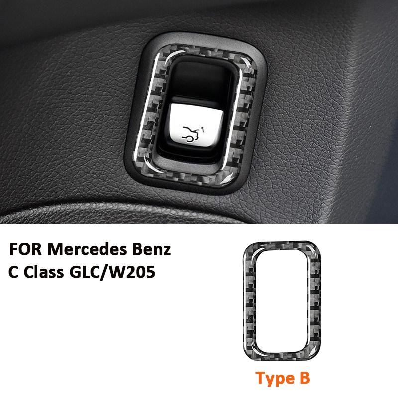 Carbon Fiber Car Rear Trunk Switch Button Panel Trim Frame Decoration Sticker For Mercedes Benz 2016- C Class GLC W205