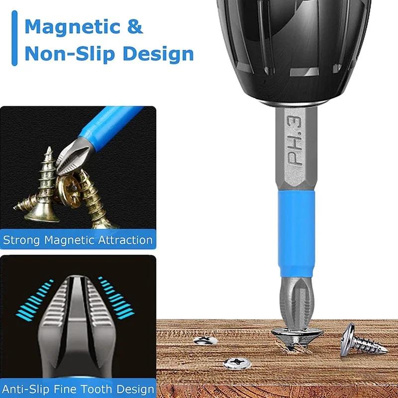 6/10Pcs Magnetic Screwdriver Bit Set Anti Slip Electric Drill Screw Driver Head Kit Impact Hand Tool PH1/PH2/PH3/PZ1/PZ2/PZ3