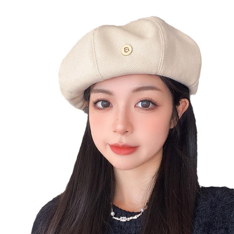 Autumn Winter Women’s Japanese Style Pumpkin Beret – Fashionable, Face-Flattering Painter Hat, Versatile for Large Head Circumference