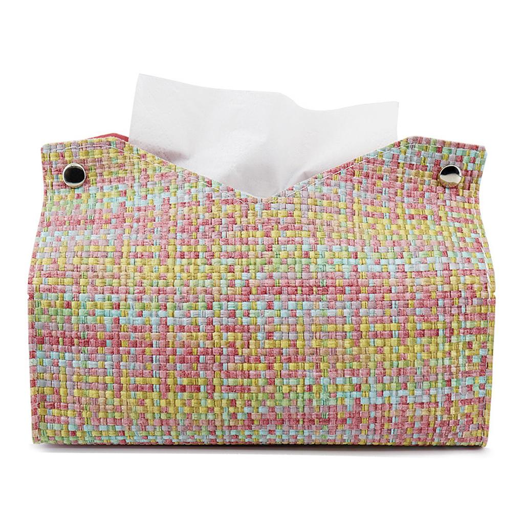 Facial Tissue Dispenser Box Paper Cover Countertop Napkins Storage Organizer Unique Paper Holder Home PU Woven Container