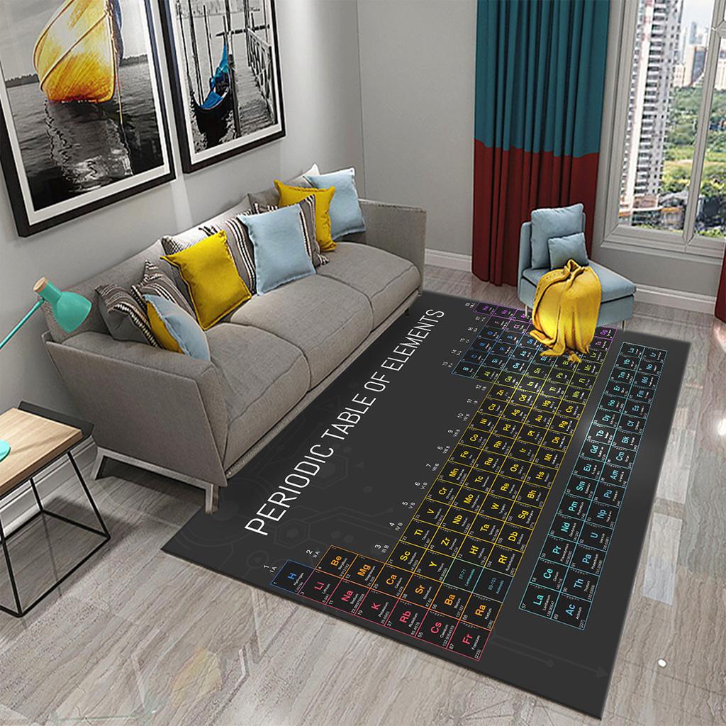3D Periodic Table of Elements Carpet for Living Room Students Bedroom Area Rug Non-slip Floor Rug Mat Educational Mat Home Decor