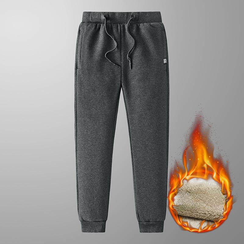 Pantaloni per sport invernali Pantaloni da uomo con piedi piccoli imbottiti in lana di agnello ispessita Pantaloni in cotone caldo Pantaloni casual da uomo con coulisse slim