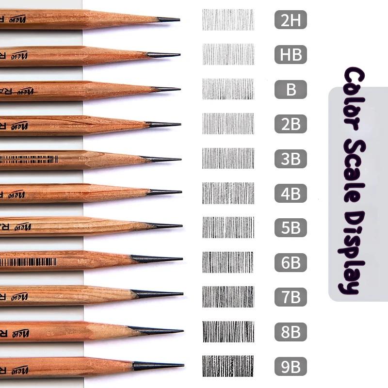12Pcs Professional Drawing Sketch Pencil Set HB 2H 2B 3B 4B 5B 6B 7B 8B 10B 12B 14B Graphite Hand-Painted Pen School Stationery