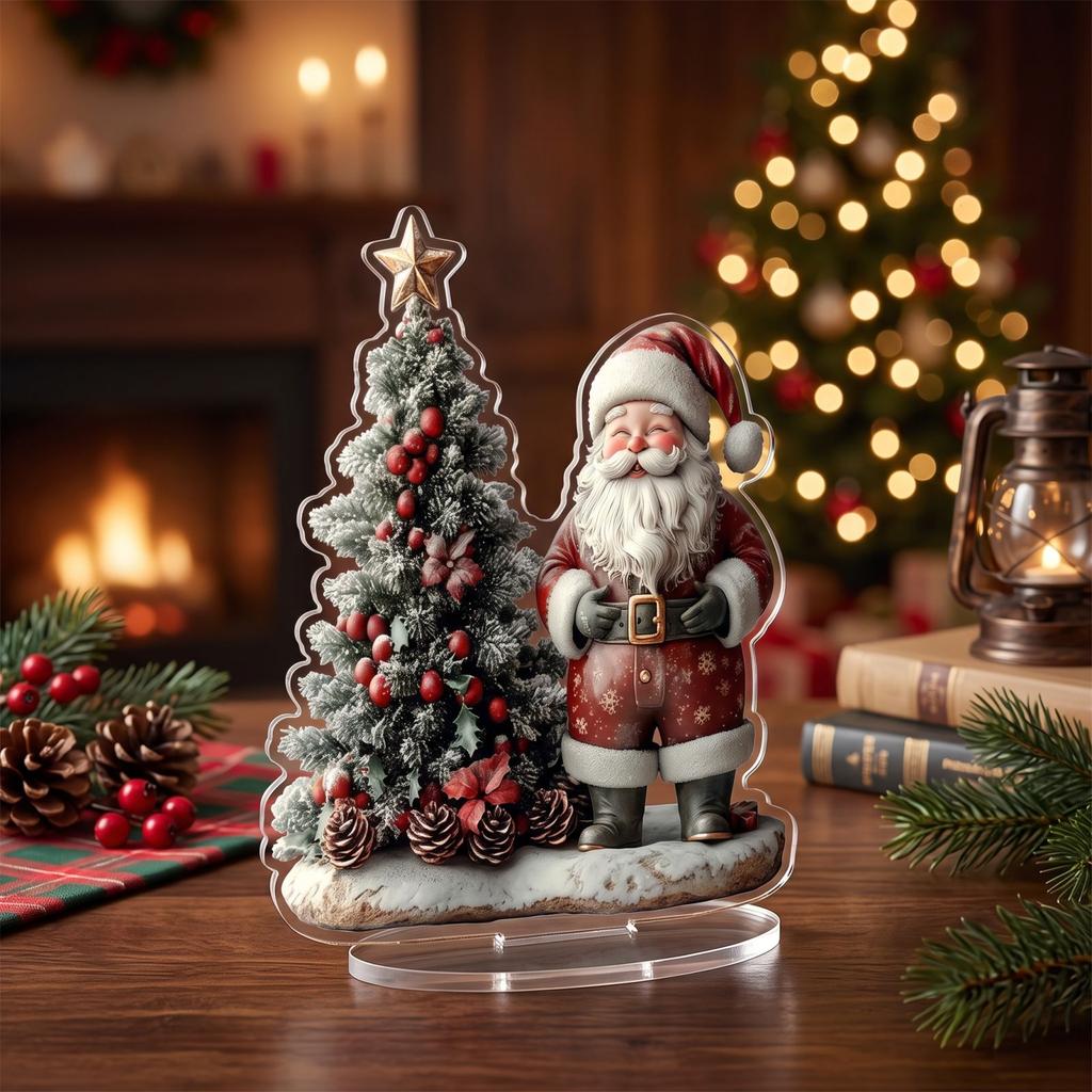Christmas and Santa Flat Acrylic Ornament, Decorative Scene Figurine, 20 cm, 10
