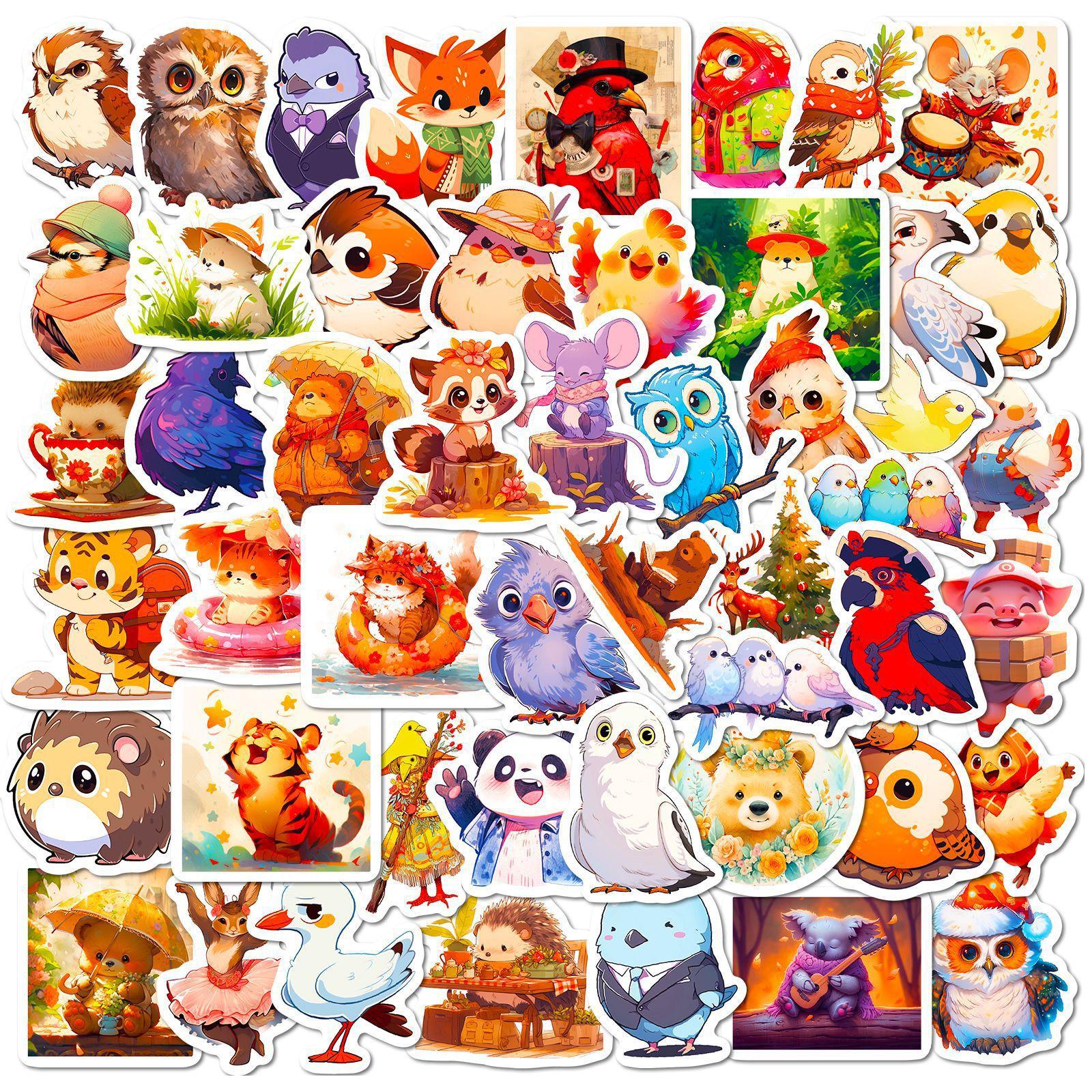 

50 Fairy Tale Animals Creative Stickers Cartoon Animals Birds Graffiti