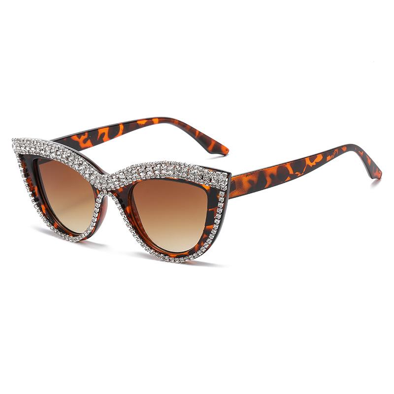 Handmade Diamond-Encrusted Glasses Cat'S Eye Sunglasses Retro Personalized Fashion Trend High-End Sunglasses