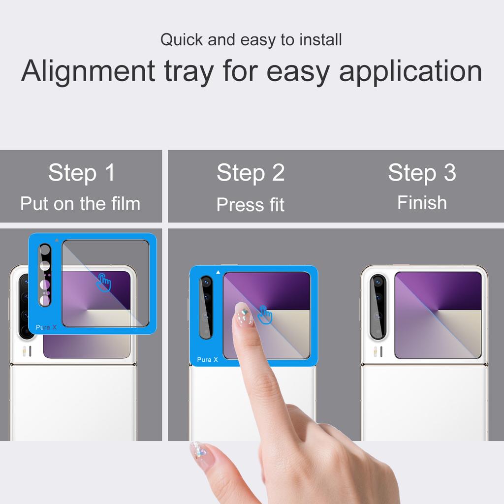 IMAK For Huawei Pura X Camera Lens Film+Rear Screen Protector with Self Positioning Frame (Black Version)