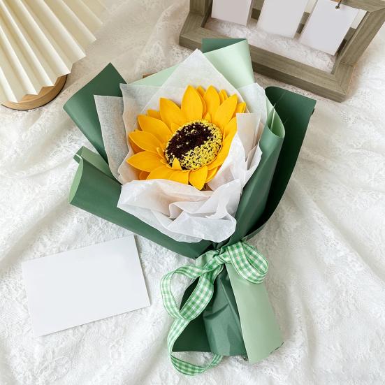 Mini Fake Sunflower Bouquet Handcrafted Artificial Soap Carnation Rose Floral Decoration Valentine's Day Anniversary Birthday Gift for Women Wife
