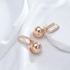 New Retro Glossy Spherical Long Earrings  Rose Gold Color Fashion Wedding Jewelry Unique Modern Metal Drop Earrings