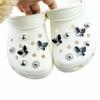 13Pcs Shoe Charms Set Black Butterfly Diamond Flower Silver Bead Shoe Decorations Buckle for Sandals Clogs DIY Accessories Gifts