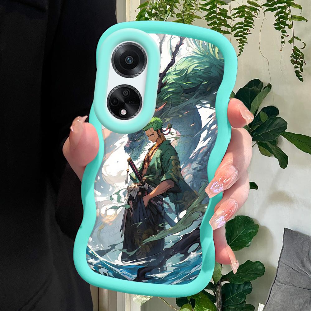 

Окрашенный узор Big Wave Edge Мягкий силиконовый материал Macaron чехол для телефона противоударный защитный резиновый чехол для OPPO Reno Realme OPPO F21 Pro 5G синий