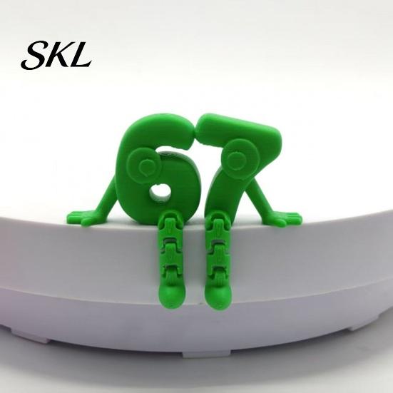 One-piece Integrated Molding Figure 3D Printed Movable Joint Number 6 & 7 Figurine Ornaments, Desktop Art Sculpture, Decorative Ornament Digit Statue,