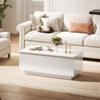 Coffee Table Height-Adjustable, Modern Living Room Table with Hidden Storage and 2 Drawers, High Gloss White