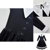 Vestido Wednesday Addams Bolsa Peruca Fantasia Cosplay Meninas Festa de Natal