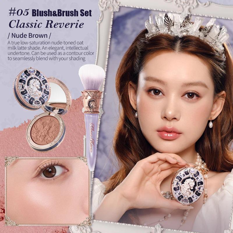 Make-up Flowerknows Kolekce mušlí a perel Hedvábně saténová tvářenka Lehký vysoce pigmentovaný pudrový růž na tvář Dlouhotrvající tvářenky