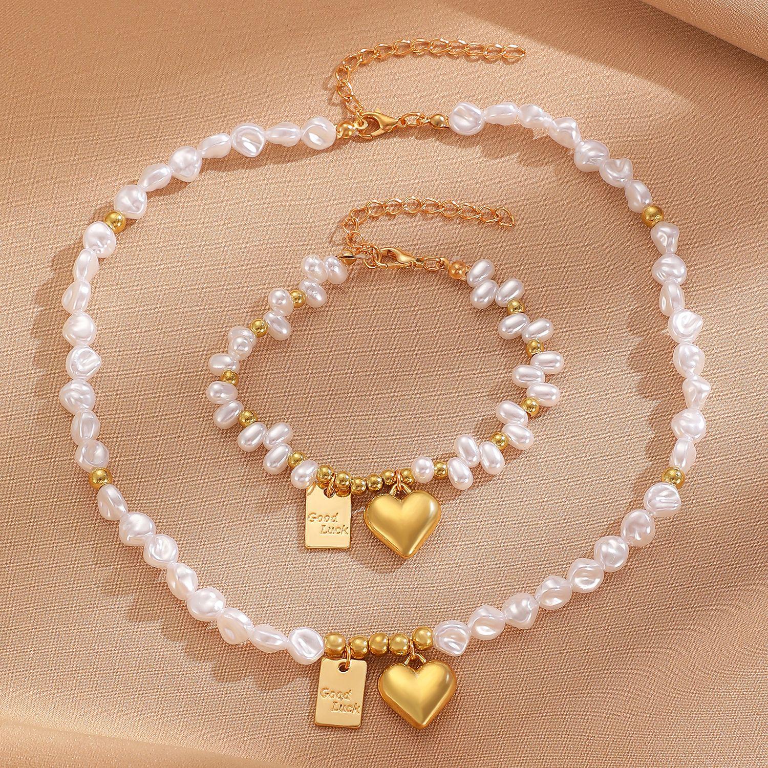 

Многослойный жемчужный набор: Европейский и американский дизайн V-образный чокер, браслет, ожерелье, серьги