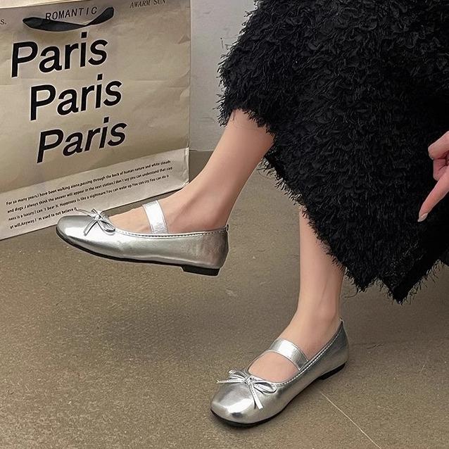 Bow single shoes summer new with skirt soft-soled ballet single shoes women