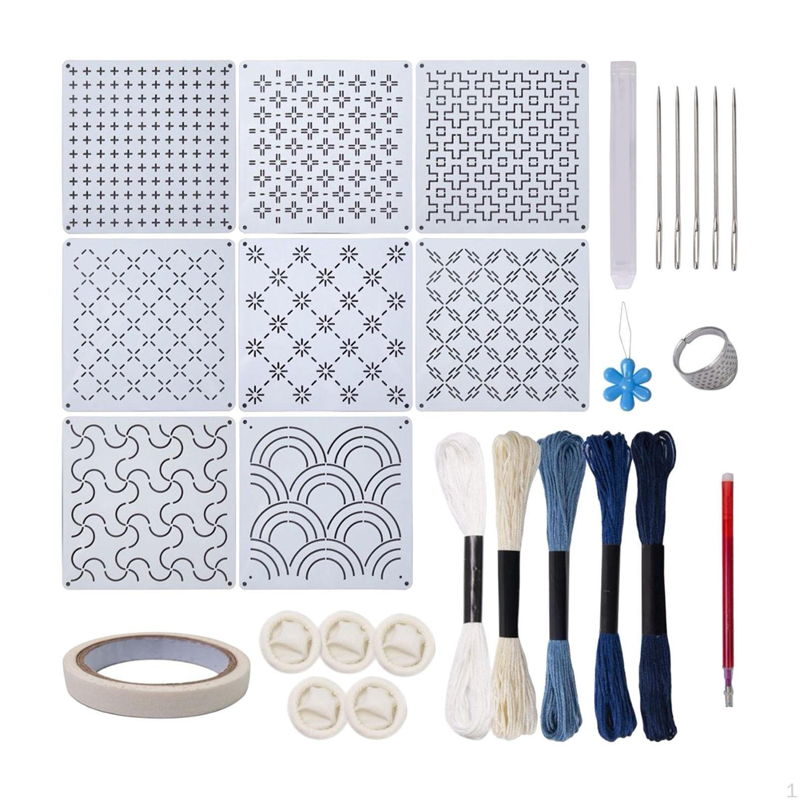 

Sashiko Stencil Kit Consisting of Embroidery Stencils, Sewing Templates, Pet Quilting Tool 13x13cm